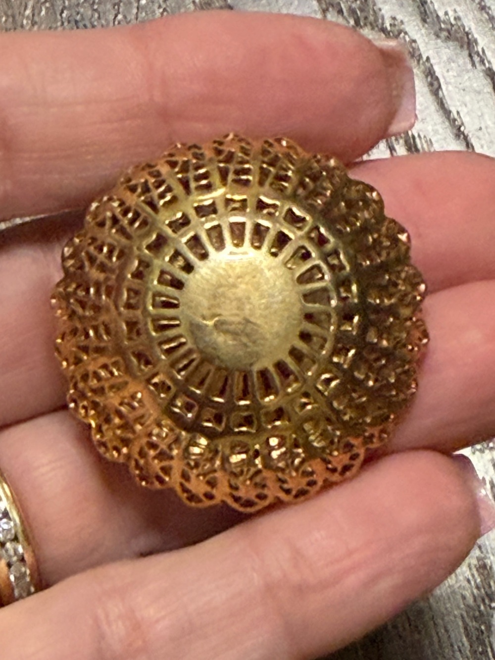 Trifari Vintage Filigree Round Gold-Tone Brooch